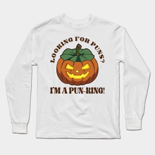 Pumpkin Looking For Puns Funny Halloween Long Sleeve T-Shirt